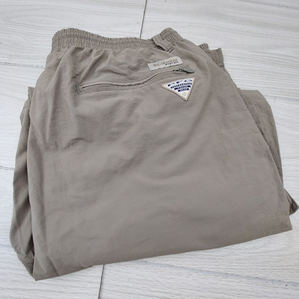 Columbia PFG Convertible Pants Mens XL 36x32 Tan Omni-Shade Zip-Off Cargo Hiking